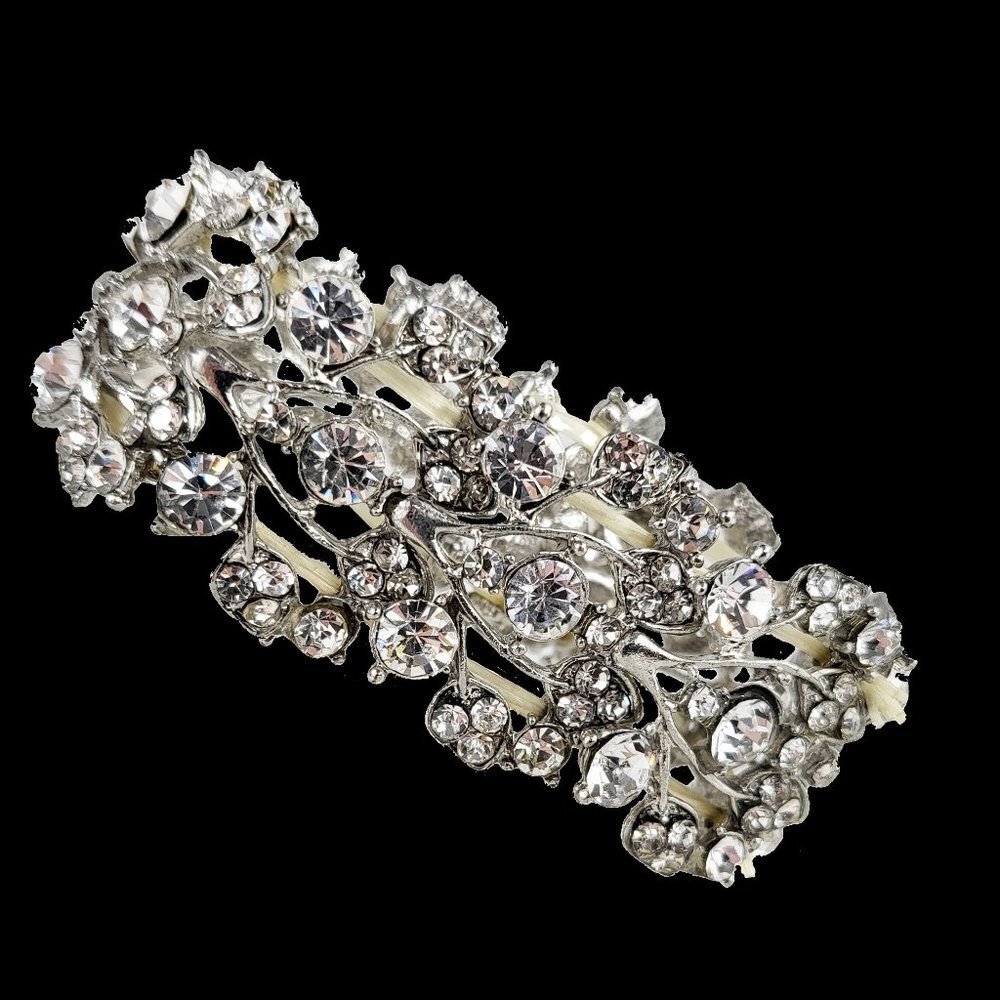 Silver Tone Bejeweled Stretch Bracelet